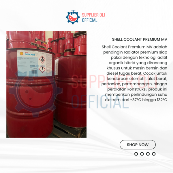 Shell Coolant Premium MV - Antifreeze & Radiator Coolant Siap Pakai untuk Mesin Diesel & Bensin Tugas Berat