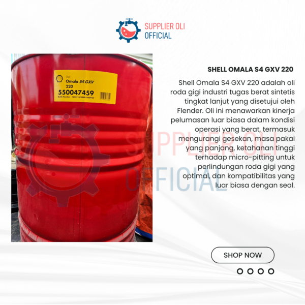 Shell Omala S4 GXV 220 Advanced Synthetic Industrial Gear Oil Drum 209L